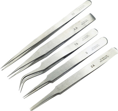 Scorpion Tweezers 5 in 1 Stainless Steel Tweezers Set (Stainless Steel)|Silver