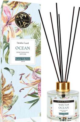 Soul & Scents Ocean Diffuser Get 6 Fiber Stick Natural Fragrance & Smoke Less Room Freshener Diffuser Set, Aroma Oil OCEAN REED DIFFUSER(120 ml)