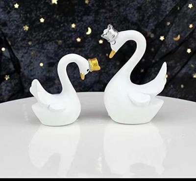 Omkraft 2 PCS Gold (5 cm) and Silver (6 cm) Crown Swan Cake Topper Set for Birthday/Valentine/Anniversary/Wedding/Engagement Edible Cake Topper(White Pack of 1)