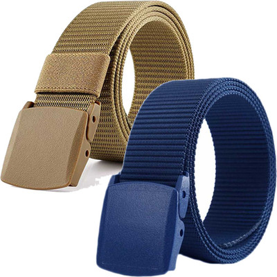 SunShopping Men Casual Blue, Gold Nylon Belt