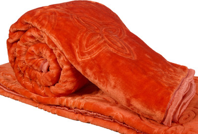 Goyal's Floral Single Mink Blanket for  Heavy Winter(Polyester, Rust)