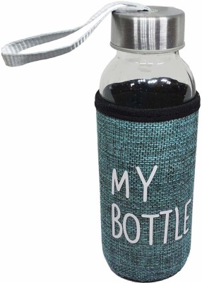 KDZONE Glass Water Bottle With Cover, 300ml, Set of 1 300 ml Bottle(Pack of 1, White, Glass)