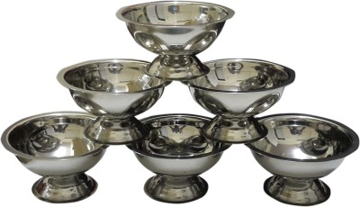 Dynore Stainless Steel Dessert Bowl Set of 6 Ice Cream Cups(Pack of 6, Steel)