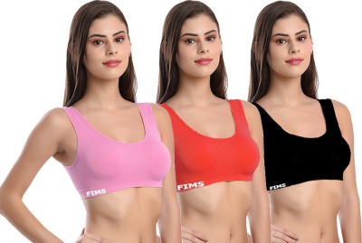 FIMS Women Sports Non Padded Bra(Red, Black, Pink)