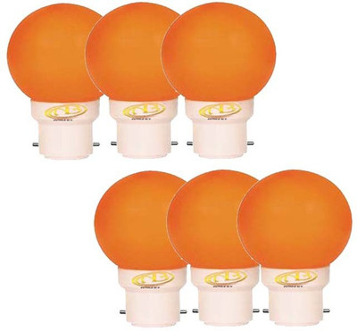 ambert 0.5 W Basic Globe B22 LED Bulb(Orange, Pack of 6)