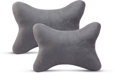 Auto Hub Grey, Black Velvet Car Pillow Cushion for Universal For Car(Rectangular, Pack of 2)