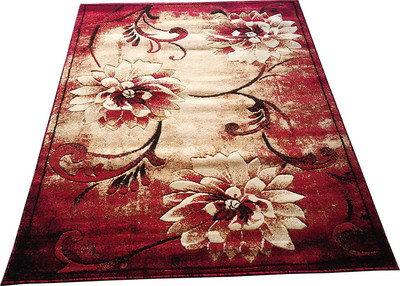 BDH COLLECTION Red Acrylic Carpet(6 ft,  X 8 ft, Rectangle)