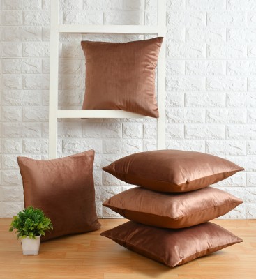CRIMSON Plain Cushions Cover(Pack of 5, 40 cm*40 cm, Brown)