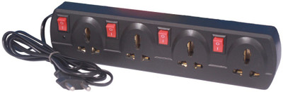 kunal 4+4 Extension Board 4 Socket Extension Boards 2 M Long wire 6 Amp 2 pin (Black) 4  Socket Extension Boards(Black, 2 m)
