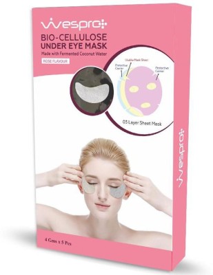 Wespro Bio Cellulose Eye Mask with HYALURONIC ACID – Made with fermented coconut water – Pack of 5 Eye Masks(4 g)