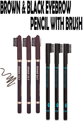 ADJD Smudge-proof eyebrow pencil for perfectly defined brows brown & black eye brow pencil set of 6(BROWN, BLACK)
