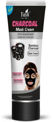 Yash Herbal Bamboo Charcoal Mask Cream for Anti- Blackhead, Brighten Skin, Oil Free Skin (130g) by Janvi Enterprises