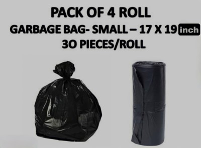 Regalo Oxo-Bio Degradable Garbage Bags Small (17x19 inches)- 30 Bags | Roll ( Pack of 4), Black, Eco friendly Bags, for Home, Kitchen and Office Small 10 L Garbage Bag  Pack Of 120(120Bag )