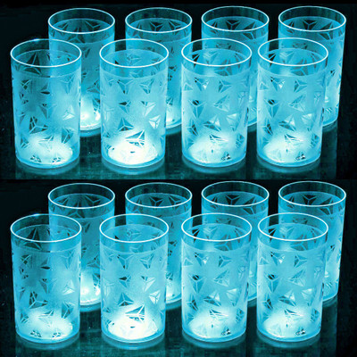 Flipkart SmartBuy (Pack of 16) Prism Pattern Water Drinking Sky Colored Glass Set Water/Juice Glass(300 ml, Plastic, Blue)