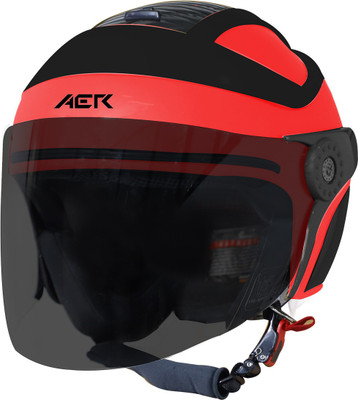 Steelbird AER Open Face Helmet, ISI Certified Helmet Motorbike Helmet(Glossy Fluo Watermelon with Smoke Visor)