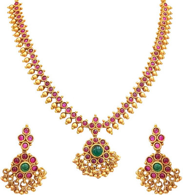 Aadesh Creation Copper Gold-plated Multicolor Jewellery Set(Pack of 1)