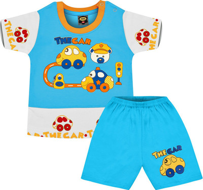 SVS Boys Casual T-shirt Shorts(Blue)