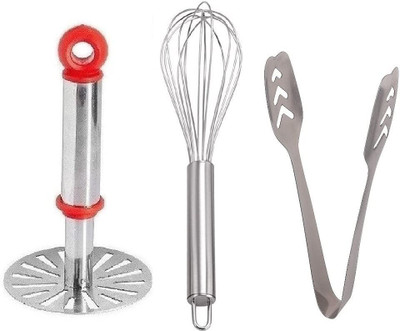 Wishful utensilio masher ,whisk,tong Kitchen Tool Set(Multicolor, Tong, Masher, Whisk)