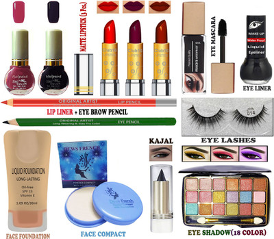 CLUB 16 Natural Glow Long Lasting Professional Makeup Kit of 14 Makeup Items AI73(Pack of 14)