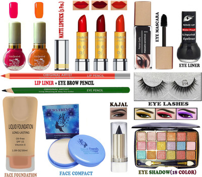 CLUB 16 Natural Glow Long Lasting Professional Makeup Kit of 14 Makeup Items AI13(Pack of 14)