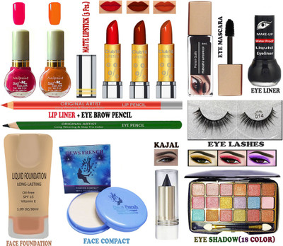CLUB 16 Natural Glow Long Lasting Professional Makeup Kit of 14 Makeup Items AI20(Pack of 14)