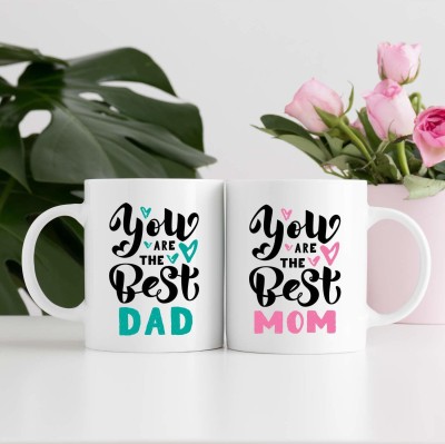 Clapcart You Are the Best Dad & Best Mom Couple Combo Printed Coffee / Ceramic (Set Of 2) Ceramic Coffee Mug(350 ml, Pack of 2)