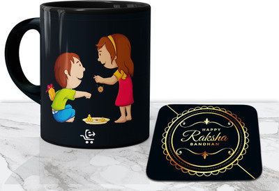 ECFAK Happy Rakshabandhan Printed Ceramic Coffee Mug(325 ml, Pack of 2)