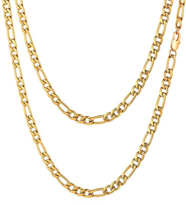 Karishma Kreations Jewellery Valentine Stlylish Fancy Party Wear Titanium Long Necklace Handmade Golden Neckless chain latest design Casual Style Daily use Simple Sachin chains Cubic Zirconia Gold-plated Plated Brass, Stainless Steel Chain