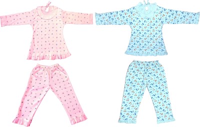 RG Collection Baby Girls Printed Multicolor Top & Pyjama Set