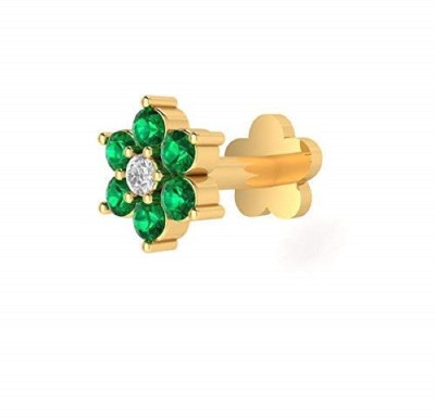 Animas Jewels Diamond, Emerald Gold-plated Plated Sterling Silver Nose Stud