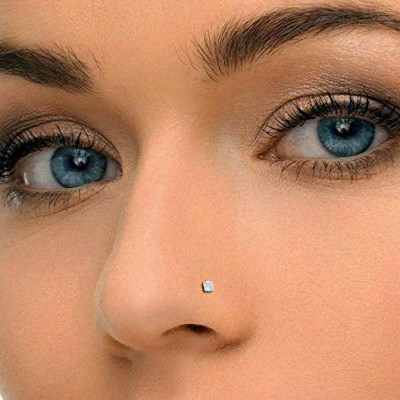 Animas Jewels Diamond Sterling Silver Plated Sterling Silver Nose Stud