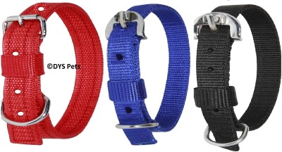 DYS Pets 1 inch Comfortable Dog, Cat Black, Royal Blue, Red, Combo Adjustable Collar belt, Best for Walking, Running, Training Dog & Cat Everyday Collar(Medium, Black, Royal Blue, Red)