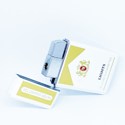 FASTIDIOUS Refillable Premium Windproof Jet Flame White & Golden Fancy Pocket Lighter(White)