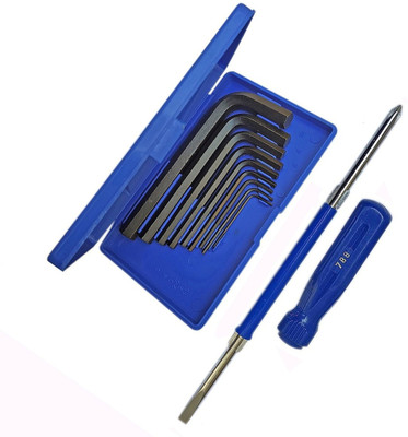 DUMDAAR Heavy duty 9pc Hex Allen key set and 2in1 Screwdriver (Pack of 2) Hand Tool Kit(10 Tools)
