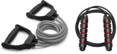 ADONYX Freestyle Premium Skipping Rope With Pullrope Resistance Tube(Multicolor)