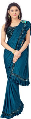 Nilkanthvarni Creation Self Design Bollywood Lycra Blend Saree(Multicolor)