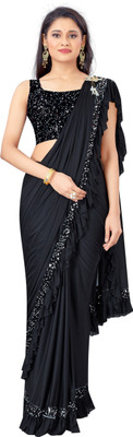 Aarya creation Embellished Bollywood Pure Silk Saree(Black)
