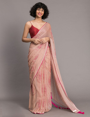 Suta Printed Bollywood Pure Cotton Saree(Pink)