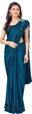 BRAHMANI TEXTILE Self Design Bollywood Nylon, Lycra Blend Saree(Green)
