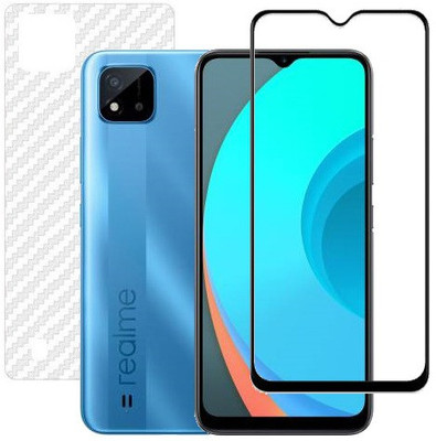 HOBBYTRONICS Front and Back Screen Guard for Realme C11(Pack of 2)