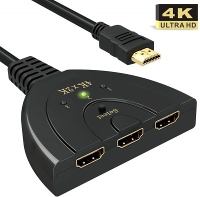 Twixxle IXX®-124-TG-3x1 Switch Splitter Pigtail Cable Supports Full HD 4K 1080P 3D Player Media Streaming Device(Multicolor)