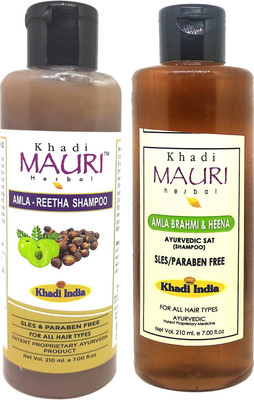 Khadi Mauri Amla Reetha & Amla Brahmi Heena Shampoo - Pack Of 2(420 ml)