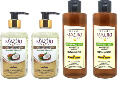 Khadi Mauri Amla Brahmi Heena & Coconut Shampoo - Pack Of 4(1020 ml)