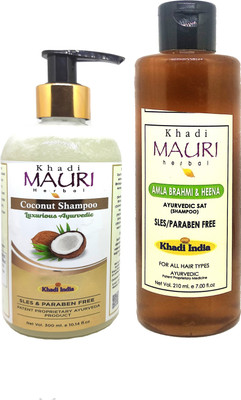 Khadi Mauri Amla Brahmi Heena & Coconut Shampoo - Pack Of 2(510 ml)