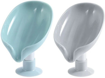 Mobfest ® Creative Tree Leaf-Shaped Standing Sucker Draining Soap Rack Holder (Pack of 2)(Multicolor)