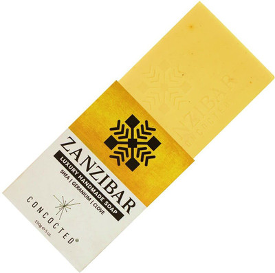CONCOCTED ZANZIBAR Luxury Handmade Soap 150g with African Shea Butter & Turmeric | Lasting Floral Spicy Fragrance with Geranium & Clove Essential Oils | Moisturizing | Long-lasting | Vegan | Unisex(150 g)