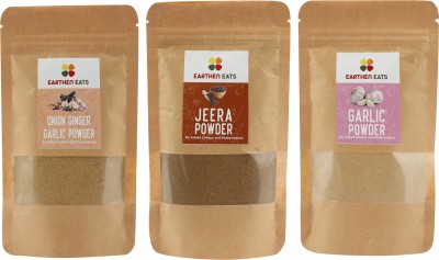 Earthen Eats Onion Ginger Garlic Powder + Jeera Powder + Garlic Powder Combo | Nett Wt. 70 gm + 80 gm + 90 gm | Fresh & Pure (Refill)(3 x 80 g)