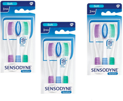 SENSODYNE Sensitive Soft Brush Pack of 3(9 Toothbrush) Soft Toothbrush(Pack of 9)