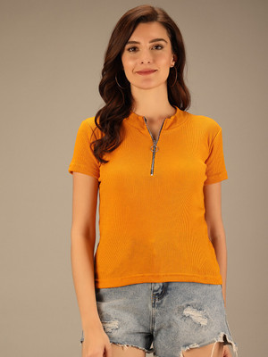 TANDUL Casual Solid Women Yellow Top