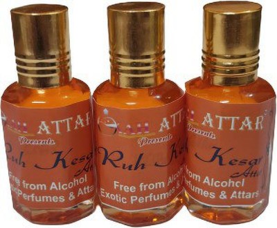 kah attar RUH KESAR ATTAR ( A PACK OF 3 BOTTLES EACH 12ML) Floral Attar(Saffron)